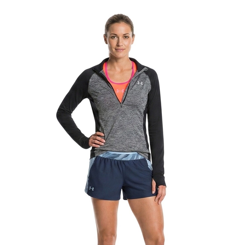 Under Armour Shirt Shorts Pullover Womens‎ Small Pink Blue 1/2 Zip Run Gym Set